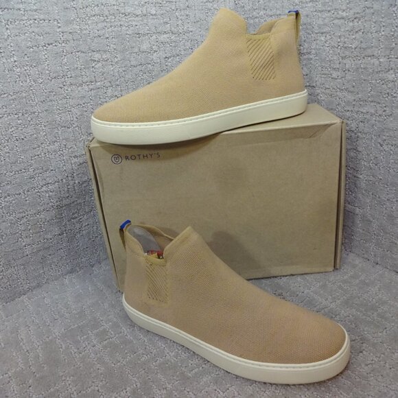 Rothy's Merino The Chelsea Women's Size 12.5 US Camel Knit Pull On Ankle Boots - Picture 1 of 11